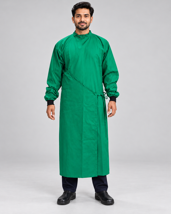 Surgeon Plain Gown Big Flap - Green