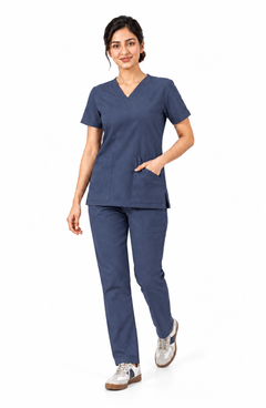 Cura Core Women V-Neck Scrub - Navy Blue