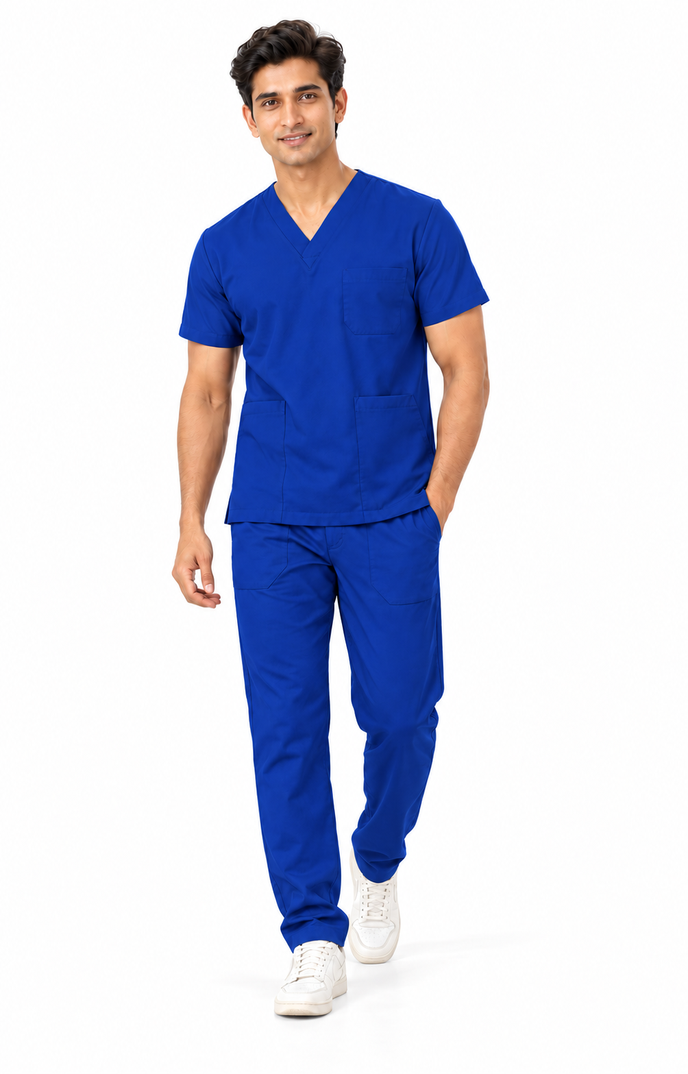 Cura Core Men's V- Neck Scrub - Dark Royal Blue