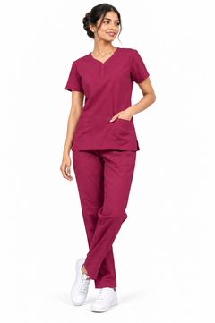 Cura Core Women's V- Neck Scrub - Maroon