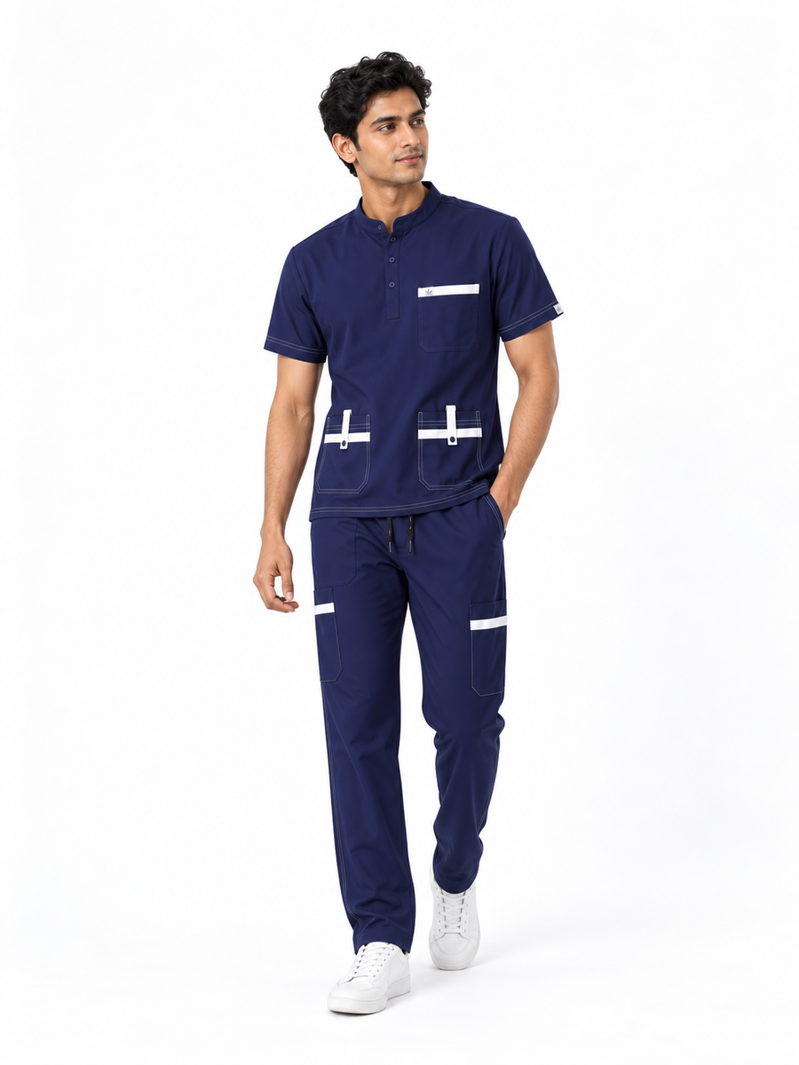 Cura Signature Men's Scrub (4-Way Stretch) - Blue