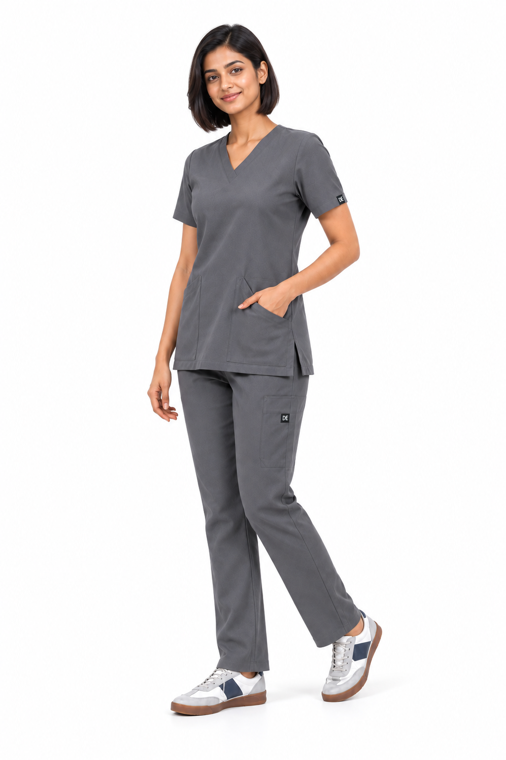 Cura Core Women's V- Neck Scrub - Gray