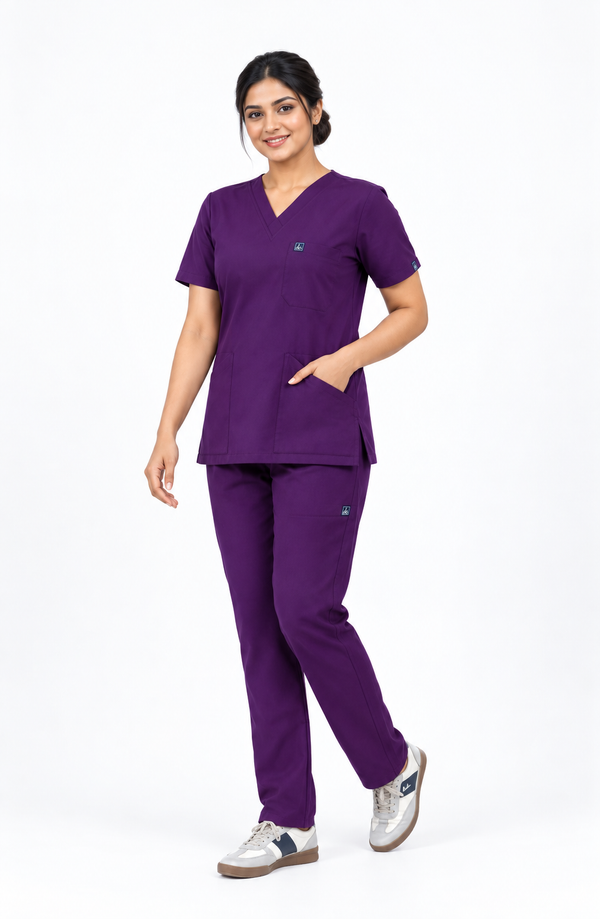 Cura Core Women’s V-Neck Scrub - Purple