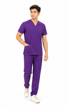 Cura Core Men's V- Neck Scrub - Purple