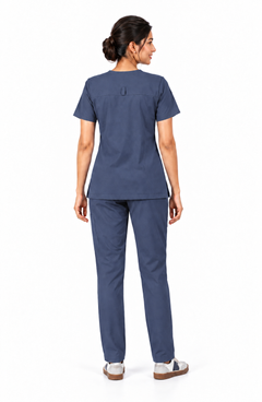 Cura Core Women V-Neck Scrub - Navy Blue