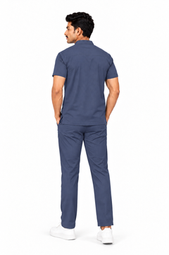 Cura Core Men's Mandarin Neck Scrub - Navy Blue