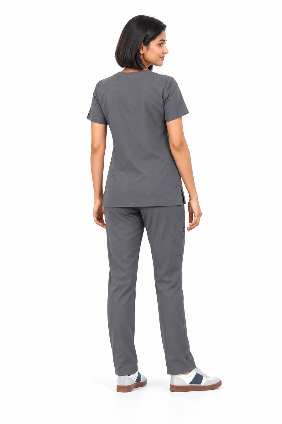 Cura Core Women's V- Neck Scrub - Gray