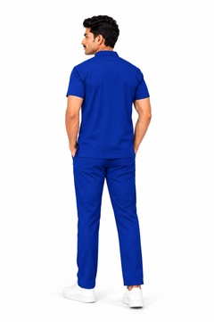 Cura Core Men's Mandarin Neck Scrub - Dark Royal Blue