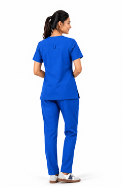 Cura Core Women's V- Neck Scrub - Light Royal Blue