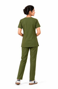 Cura Core Women's V- Neck Scrub - Olive Green