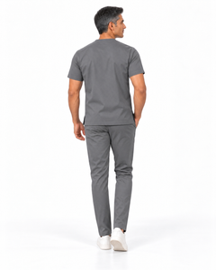 Cura Core Men's V- Neck Scrub -Gray