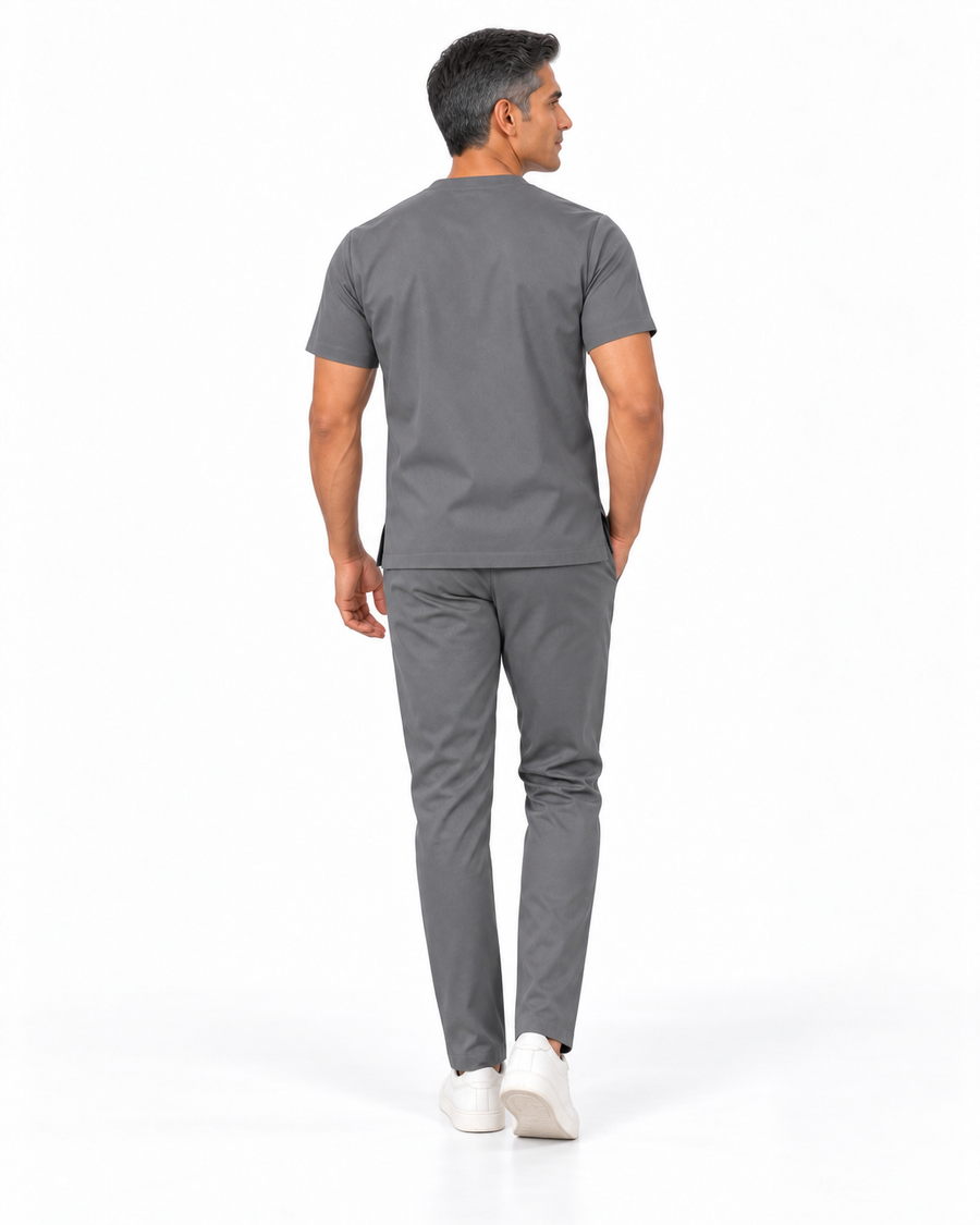 Cura Core Men's V- Neck Scrub -Gray