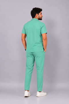 Cura Core Men's Mandarin Neck Scrub - Green
