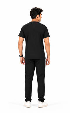 Cura Core Men's V- Neck Scrub - Black