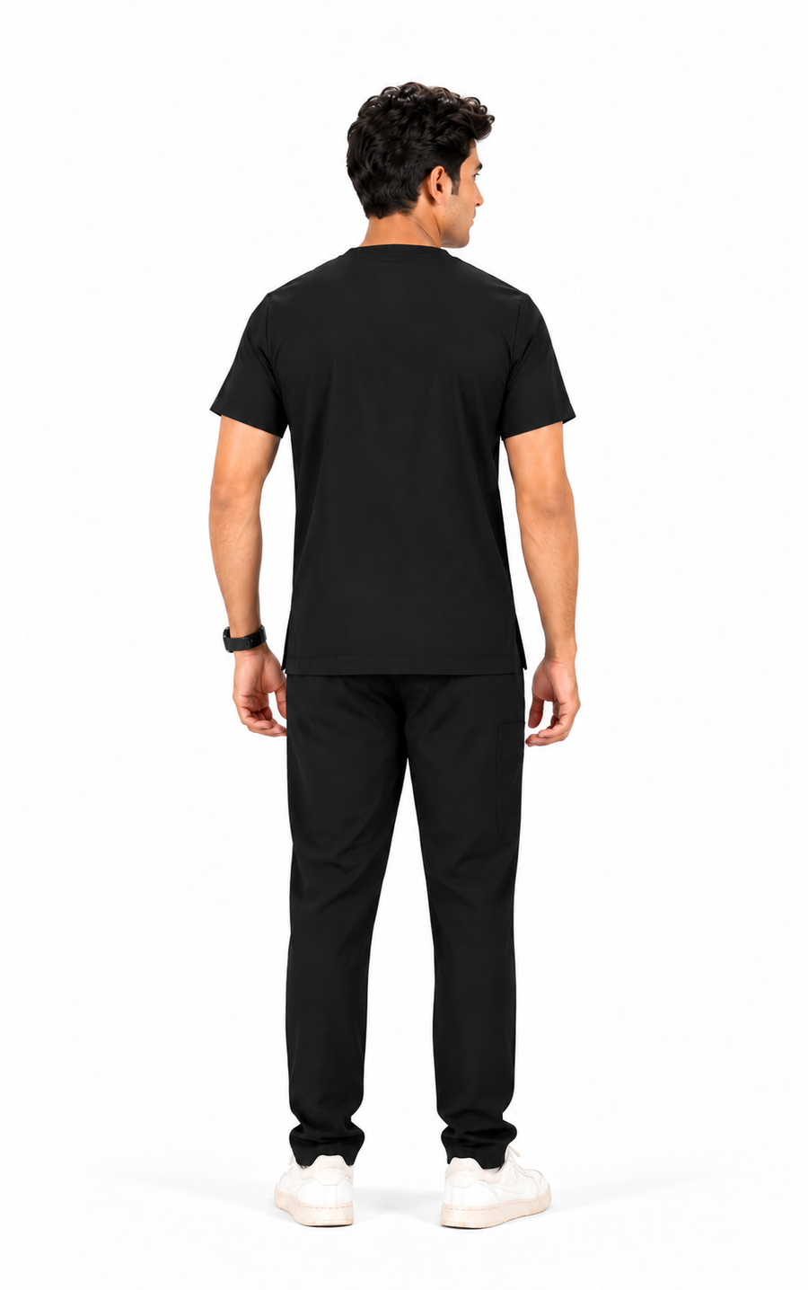 Cura Core Men's V- Neck Scrub - Black