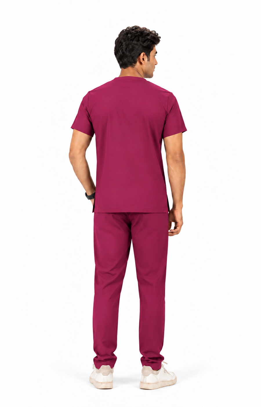 Cura Core Men's V- Neck Scrub - Maroon