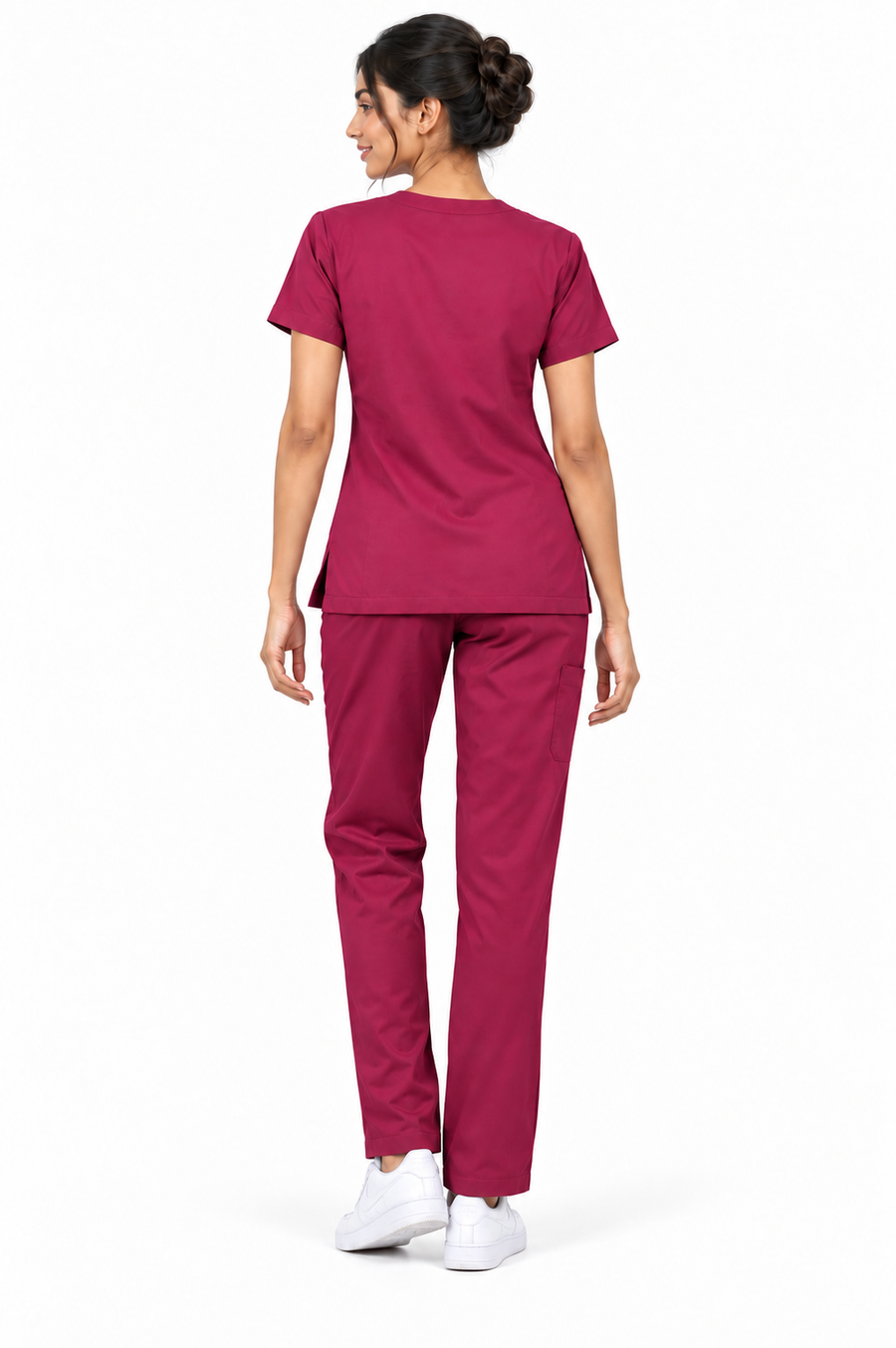 Cura Core Women's V- Neck Scrub - Maroon