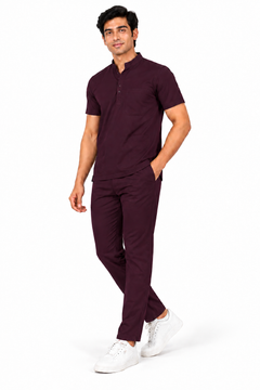 Cura Pro Men’s V- Neck (2-Way Stretch) Scrub- Dark Wine