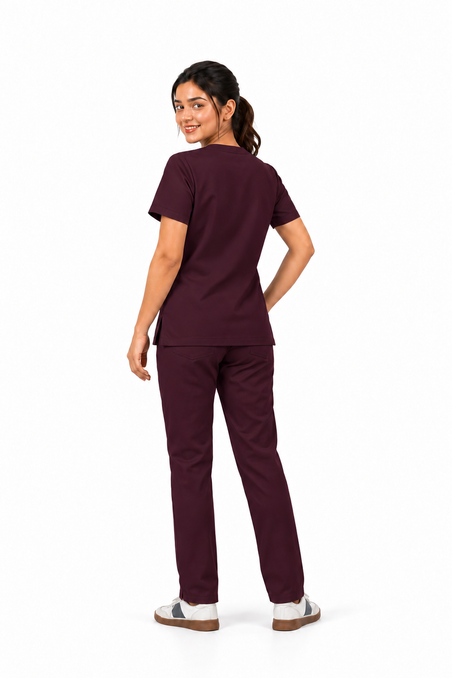 Cura Pro Women's V- Neck(2-Way Stretch) Scrub - Dark Wine