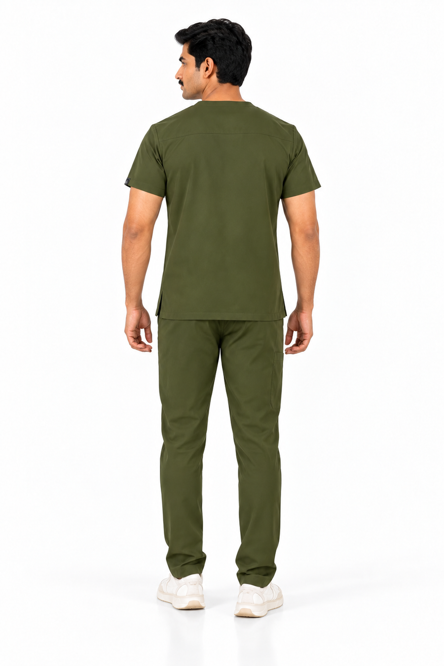 Cura Core Men's V- Neck Scrub - Olive Green