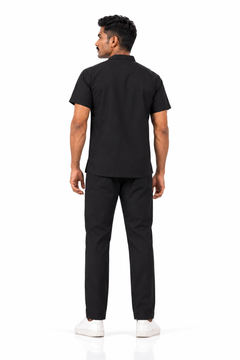 Cura Pro Men’s Mandarin Neck(2-Way Stretch) Scrub Black