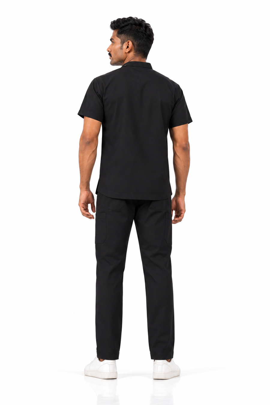 Cura Pro Men’s Mandarin Neck(2-Way Stretch) Scrub Black