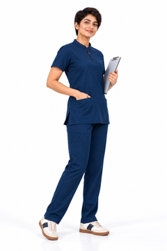 Cura Pro Women’s V-Neck(2-Way Stretch) Scrub - Blue