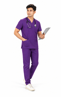 Cura Core Men's V- Neck Scrub - Purple