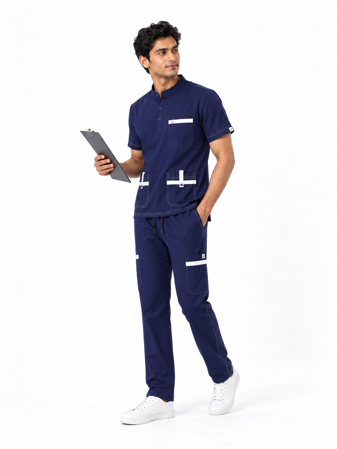 Cura Signature Men's Scrub (4-Way Stretch) - Blue