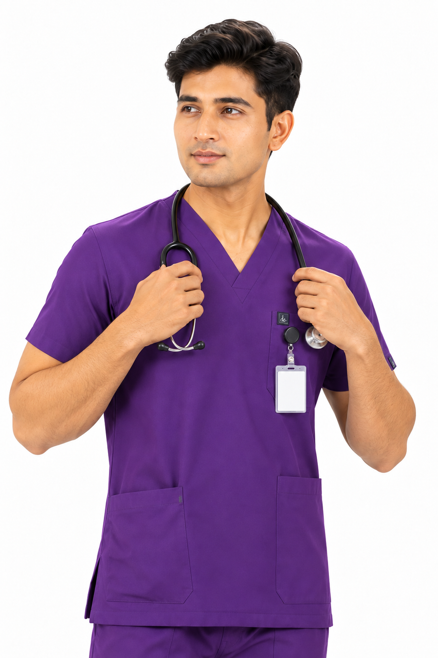 Cura Core Men's V- Neck Scrub - Purple