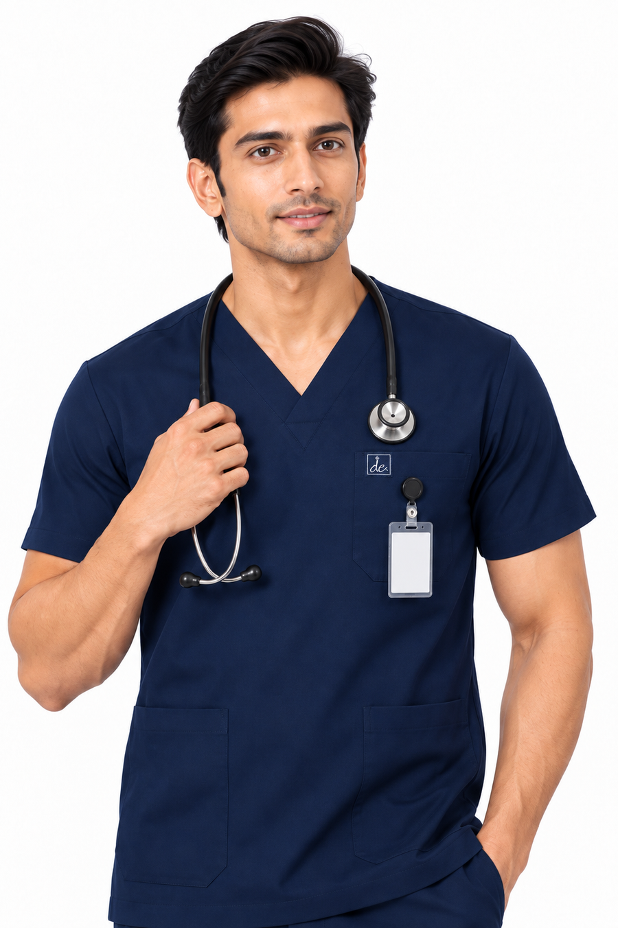 Cura Core Men’s V-Neck Scrub - Navy Blue