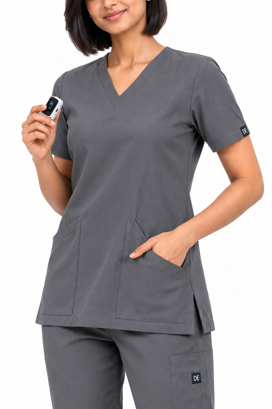 Cura Core Women's V- Neck Scrub - Gray