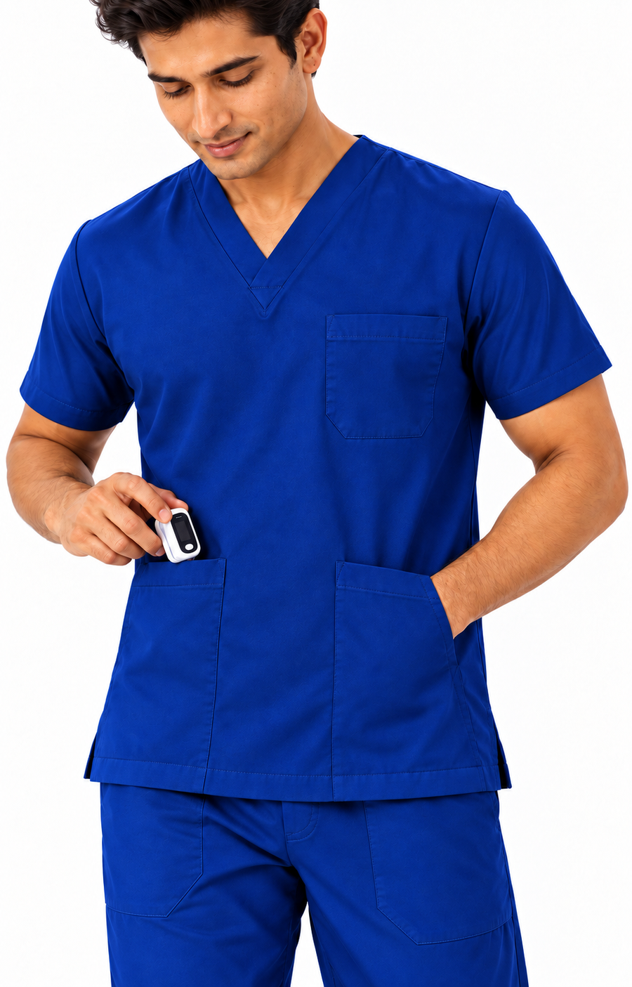 Cura Core Men's V- Neck Scrub - Dark Royal Blue