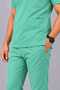 Cura Core Men's Mandarin Neck Scrub - Green
