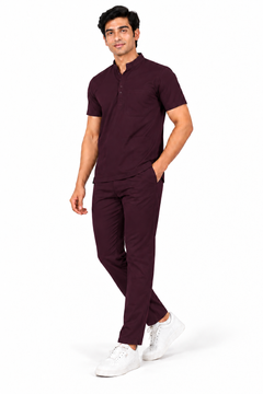 Cura Pro Men’s V- Neck (2-Way Stretch) Scrub- Dark Wine