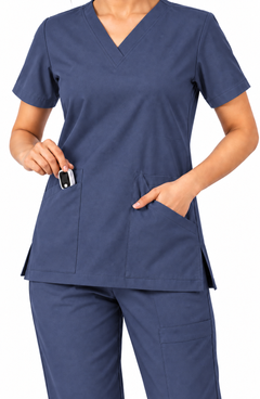 Cura Core Women V-Neck Scrub - Navy Blue