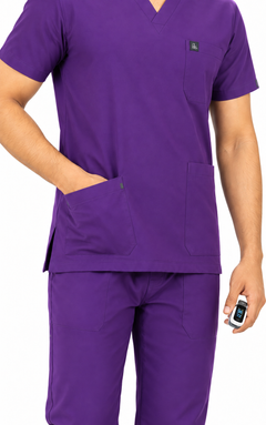 Cura Core Men's V- Neck Scrub - Purple