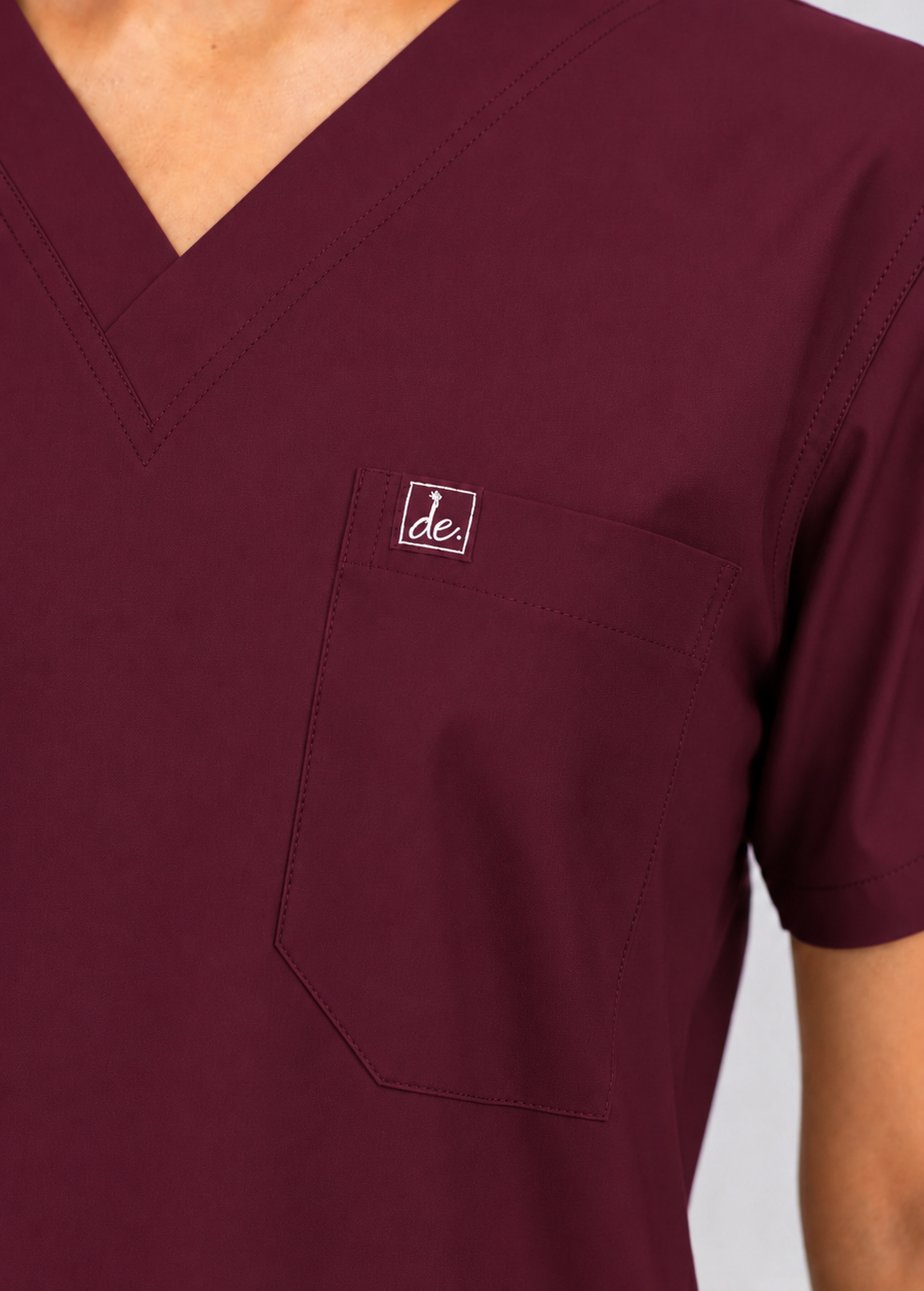 Cura Core Men's V- Neck Scrub - Wine