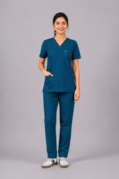Cura pro  Women's  V- Neck Scrub - Forest Green