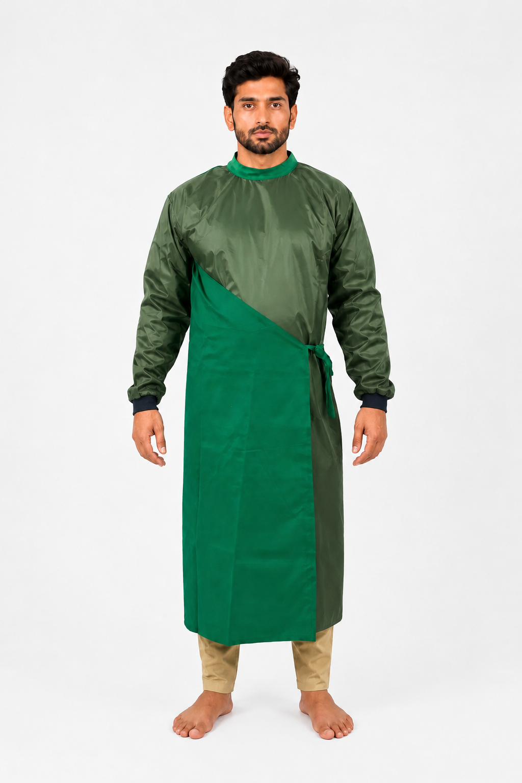 Surgeon Gown with impervious Material Green Color Surgical Gown with impervious Material Back Tie - Free Size Gown