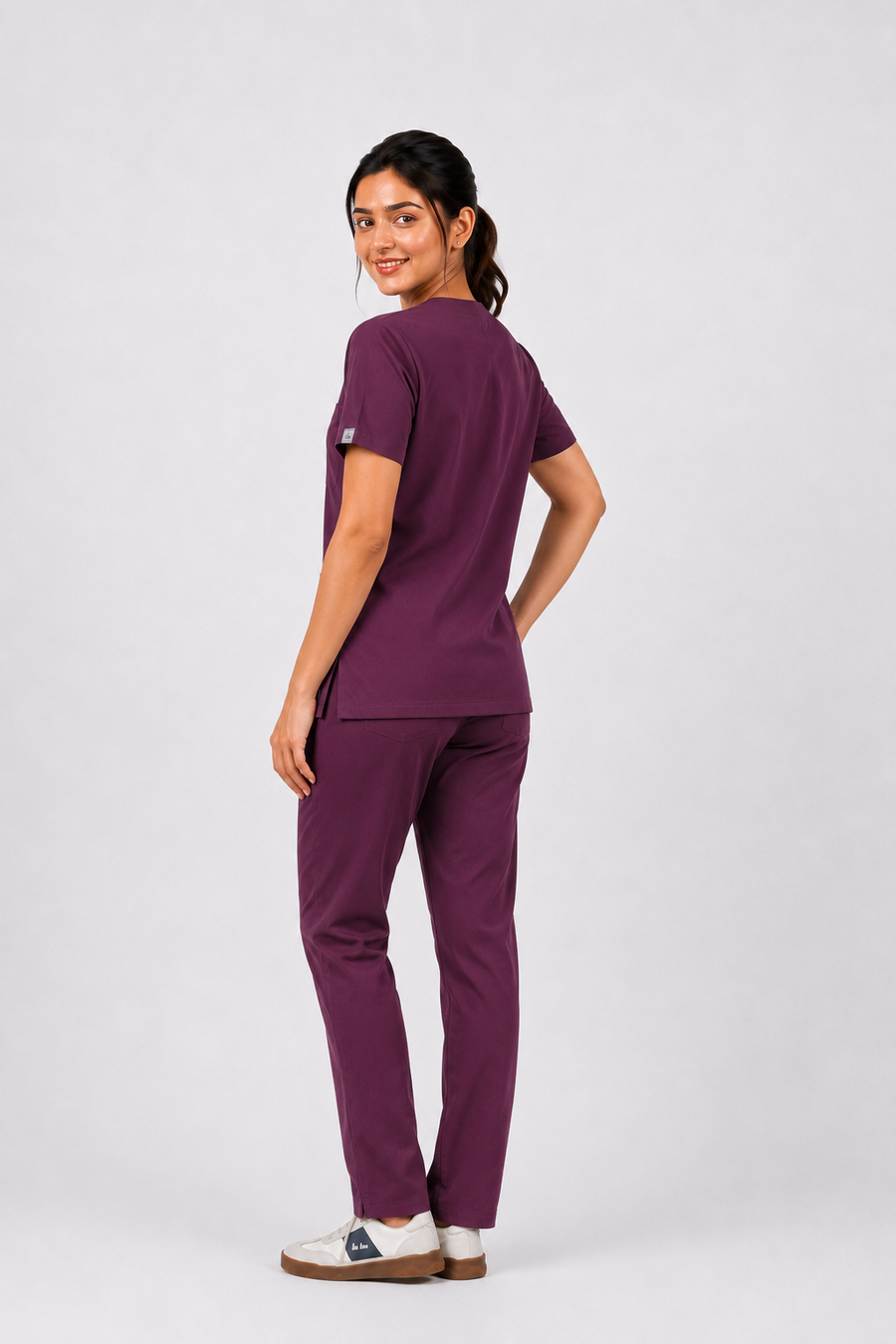 Cura Pro Women's  V- Neck(2-Way Stretch) Scrub- Dark Wine