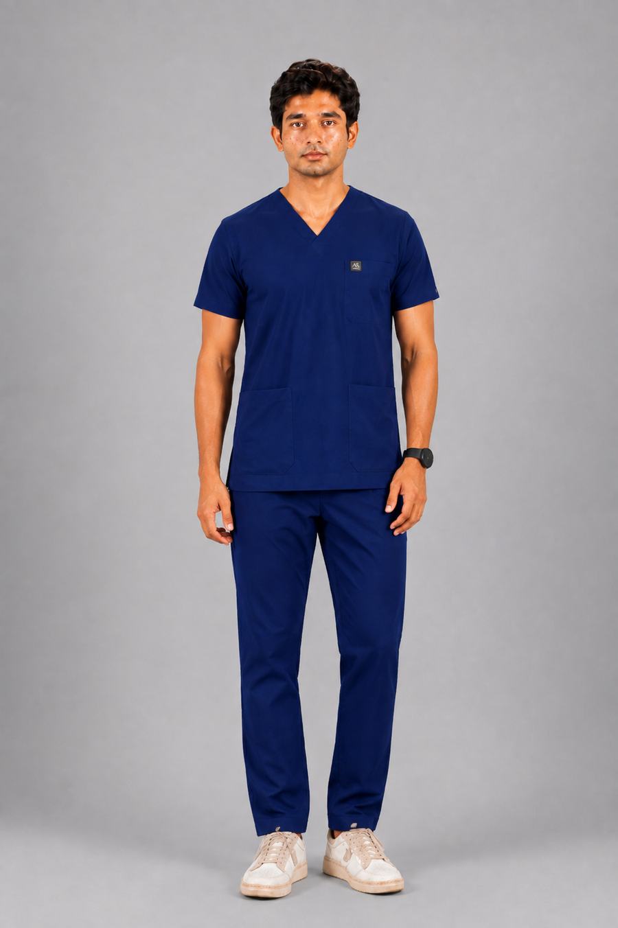 Cura Core Men's V- Neck Scrub -Royal Dark Blue