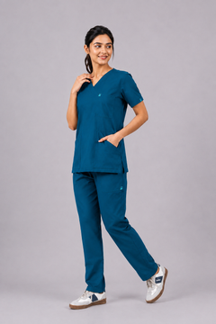 Cura pro  Women's  V- Neck Scrub - Forest Green