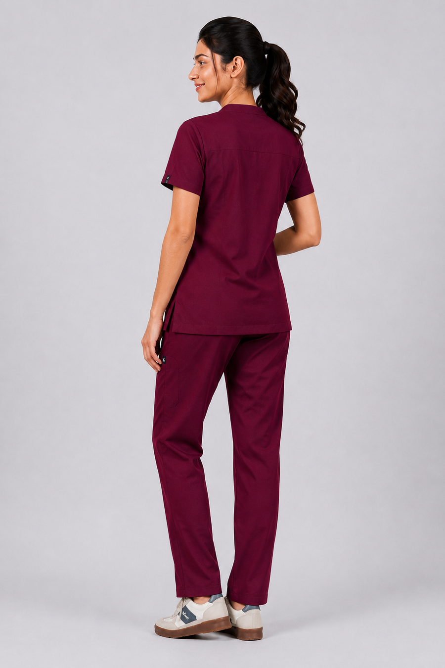 Cura Core Women's V- Neck Scrub - Maroon