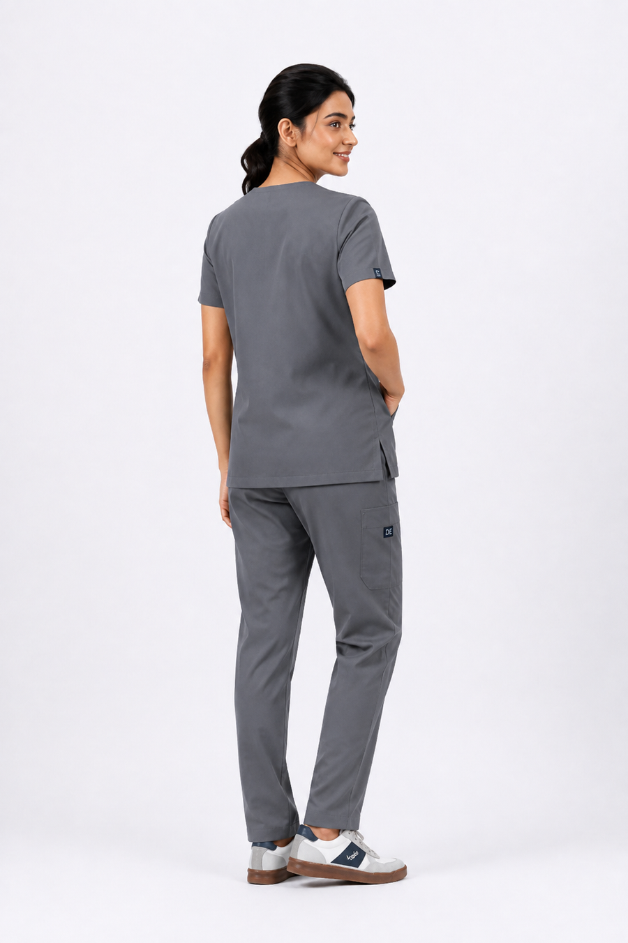 Cura Core Women's V- Neck Scrub - Gray