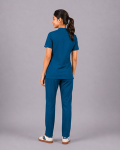 Cura Core Women's  Mandarin Neck Scrub - Forest  Green