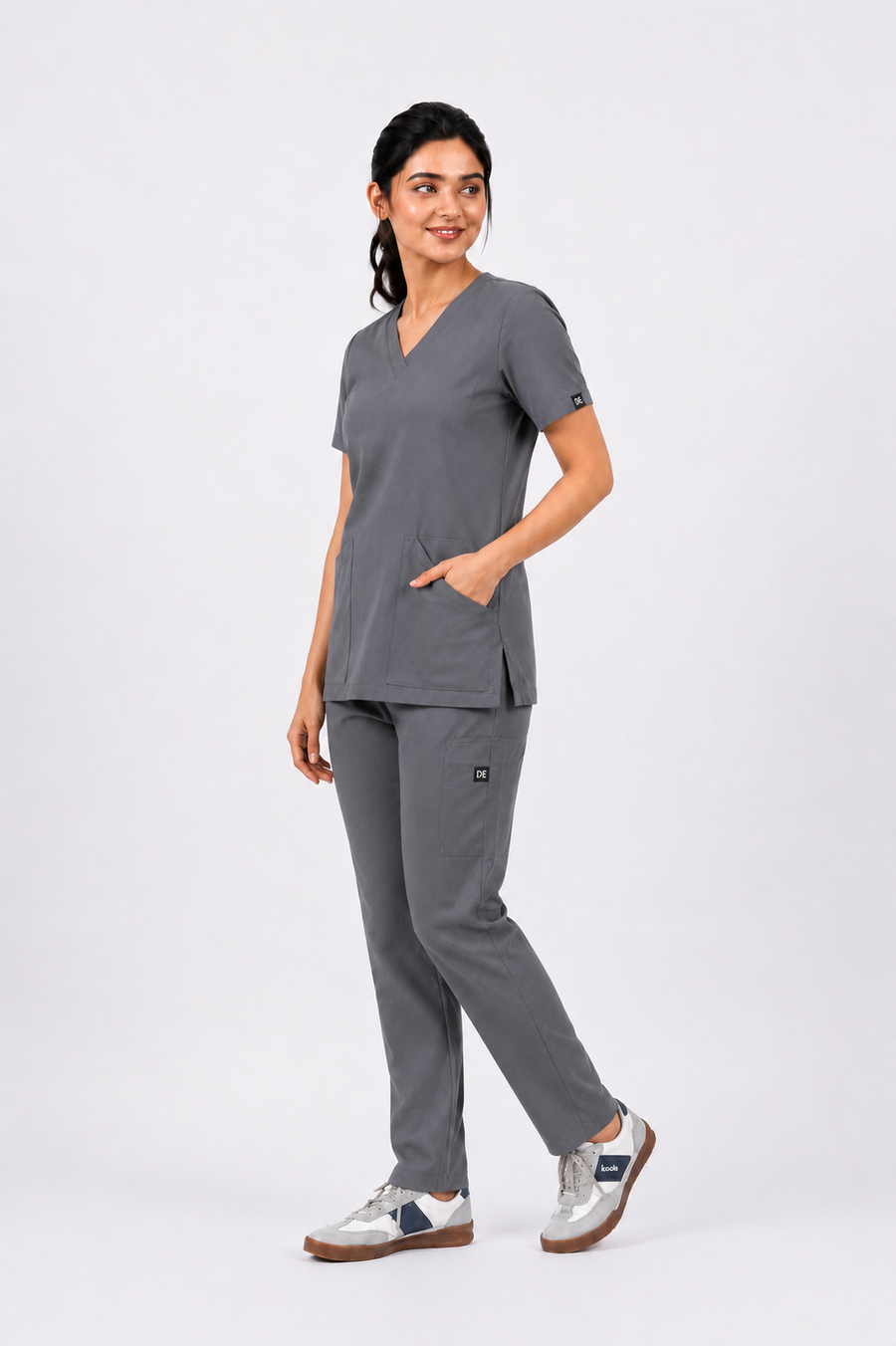 Cura Core Women's V- Neck Scrub - Gray
