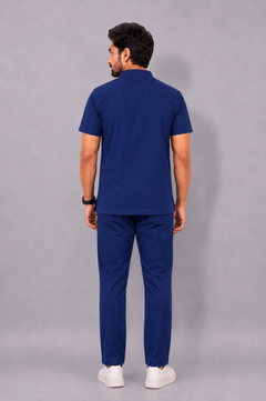 Cura Core Men's Mandarin Neck Scrub - Royal Dark Blue