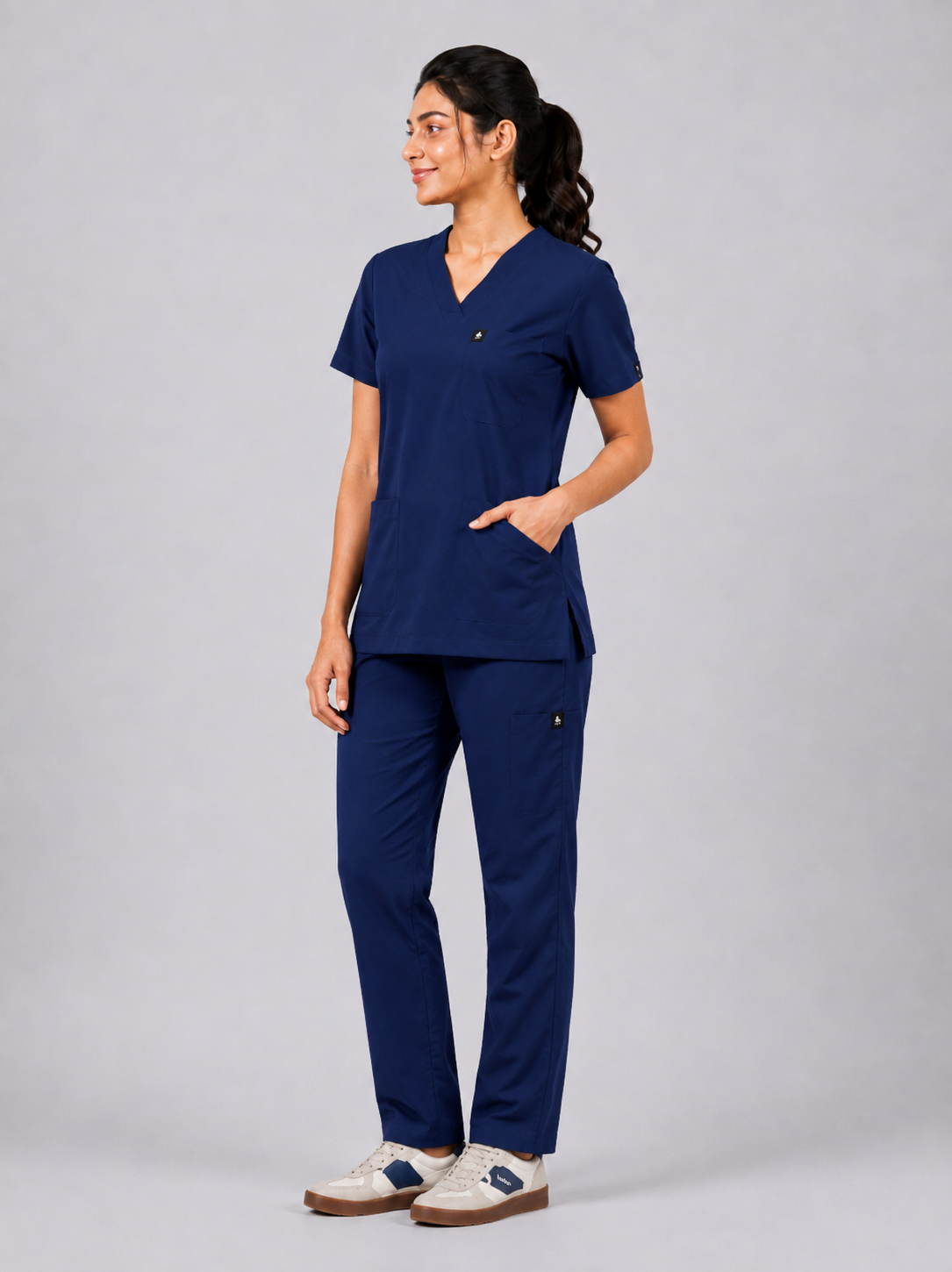 Cura Core Women's V- Neck Scrub - Royal Dark Blue
