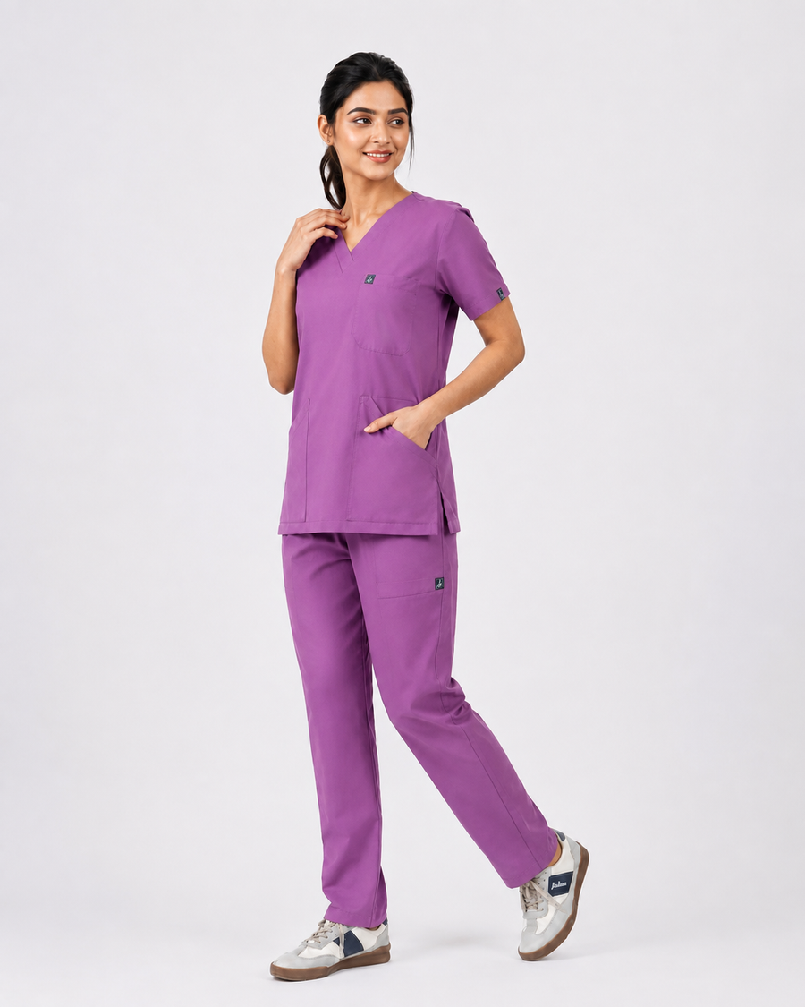 Cura Core Women's V- Neck Scrub - Light Purple